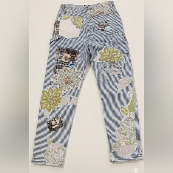 Custom Patchwork Striped Stage Coach Jean By ThreadsReclaimed SZ:30 Women SZ:8/9